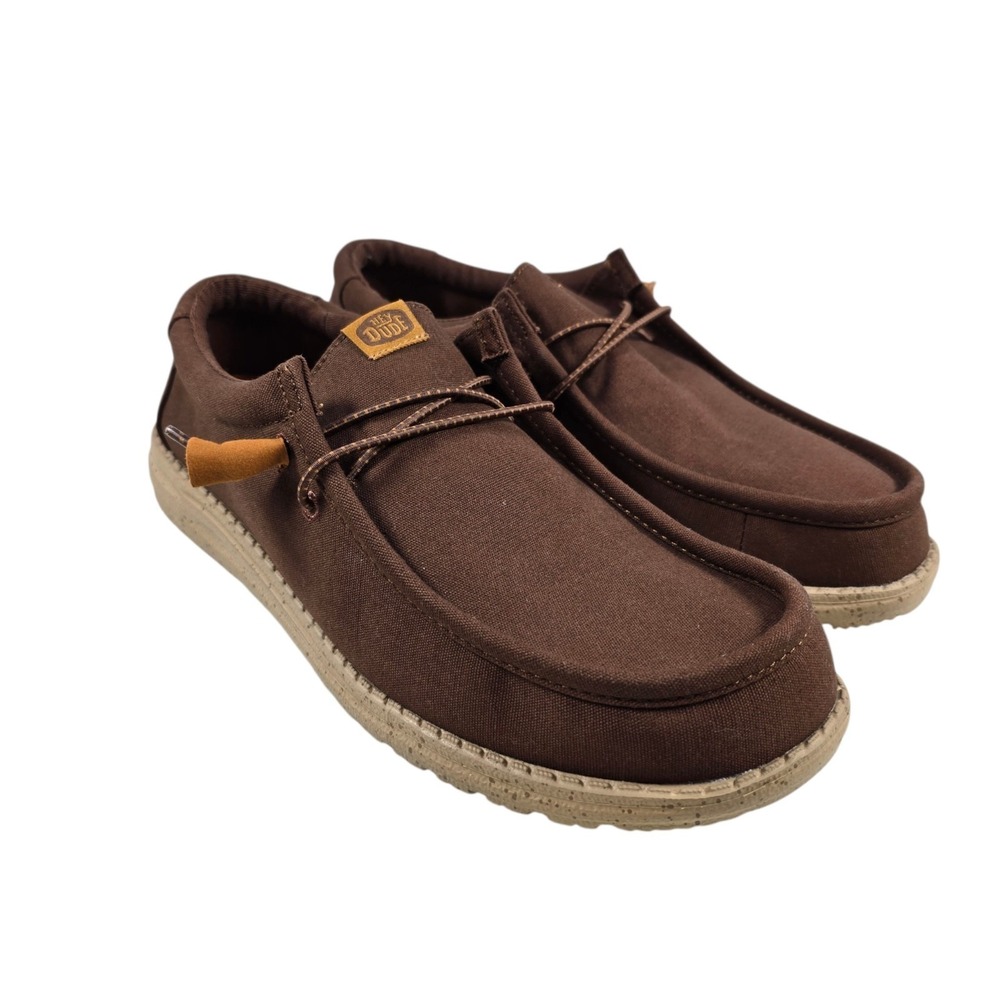 Hey Dude Wally Canvas Brown Slip on Casual Walking Athletic Shoes Men's Size 10